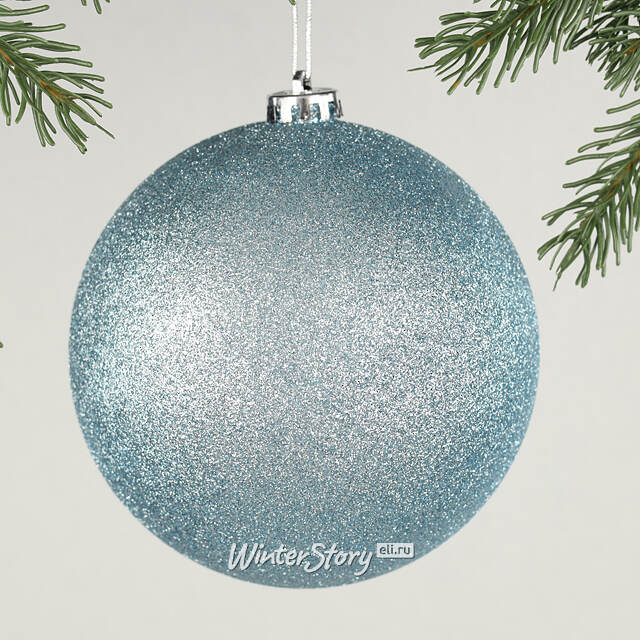 Пластиковый шар Сондер 15 см ярко-голубой с блестками Winter Deco