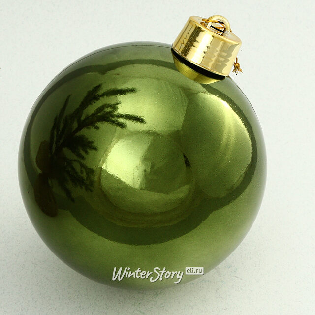 Пластиковый шар Сондер 20 см зеленый мох глянцевый Winter Deco