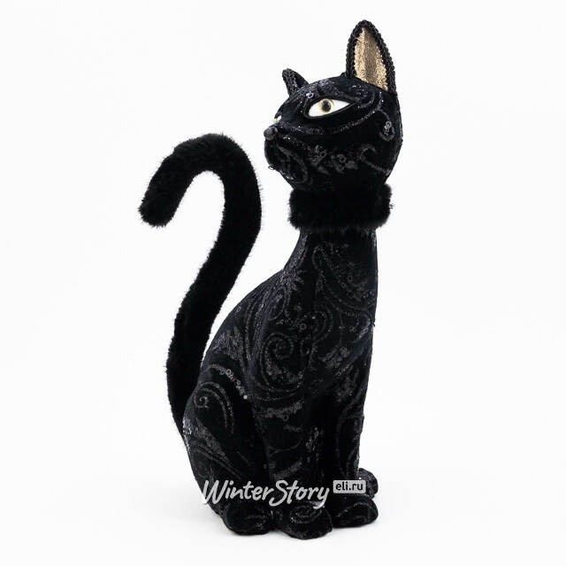 Декоративная фигура Черный Кот Мистик - Бархатный Сумрак 39 см Winter Deco