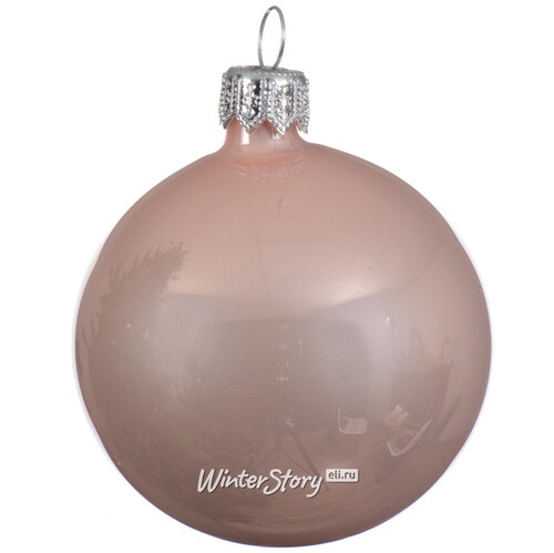 Стеклянный глянцевый елочный шар Royal Classic 15 см розовый бутон Kaemingk