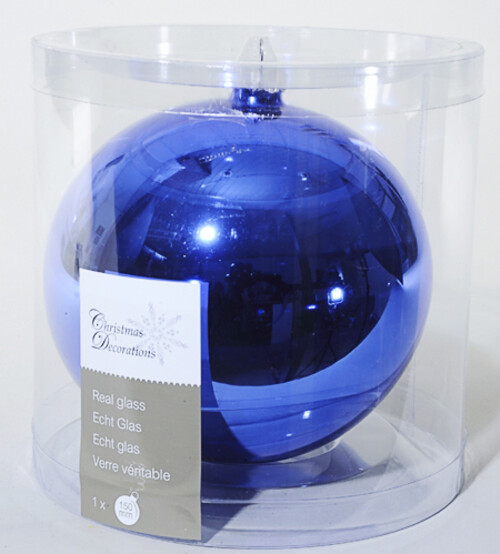 Стеклянный глянцевый елочный шар Royal Classic 15 см синий Kaemingk
