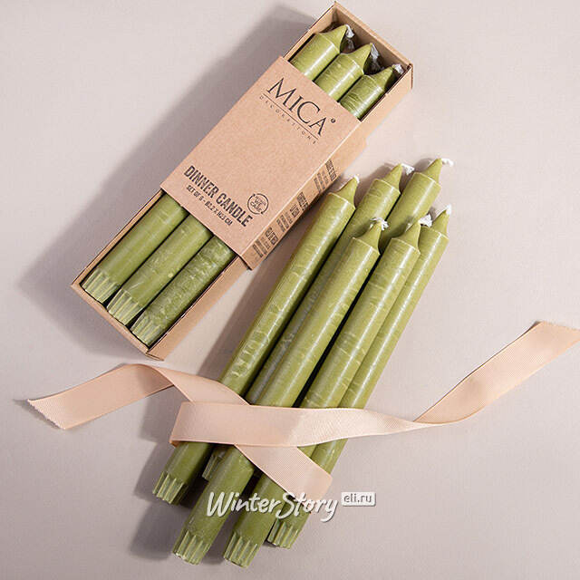 Столовые свечи Ricordo 25 см зеленые, 6 шт Edelman