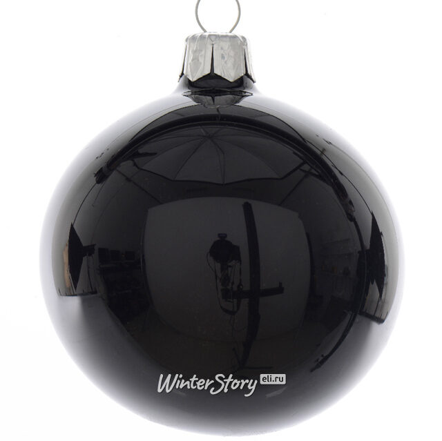 Стеклянный глянцевый елочный шар Royal Classic 15 см черный Winter Deco