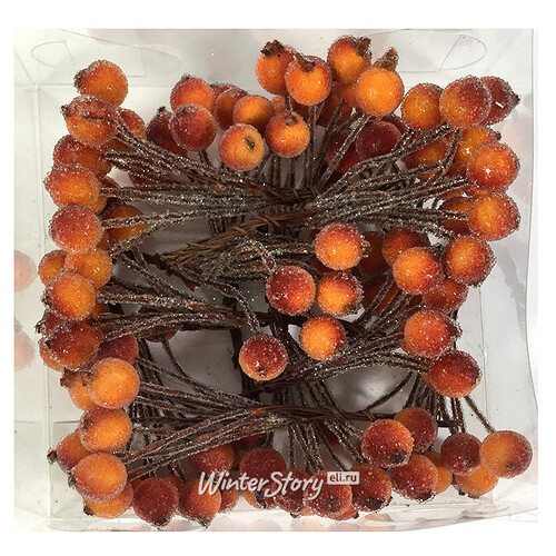 Гроздь ягод Морозная Рябина 14 см оранжевая с красным, 12 шт Hogewoning