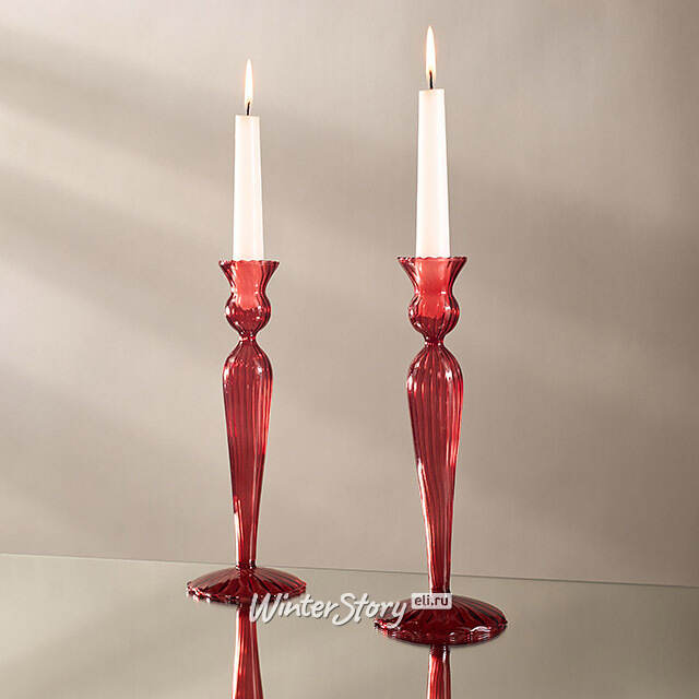 Стеклянный подсвечник Jayda 25 см рубиновый Edelman