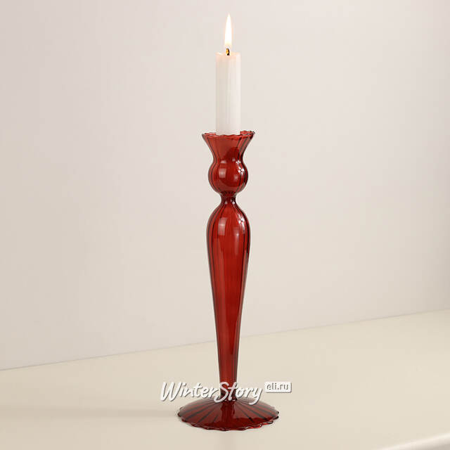 Стеклянный подсвечник Jayda 25 см рубиновый Edelman