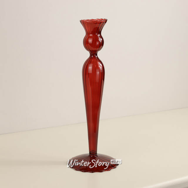 Стеклянный подсвечник Jayda 25 см рубиновый Edelman