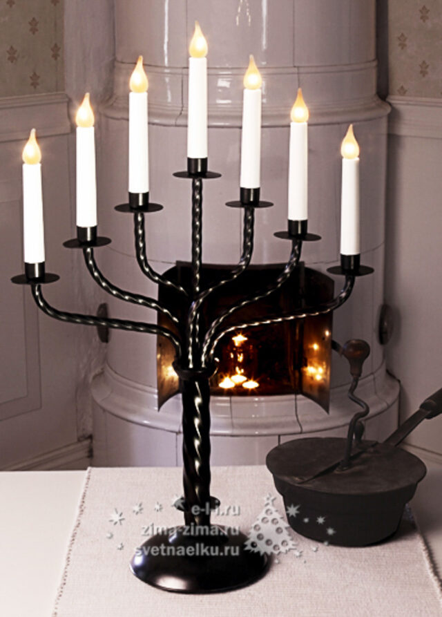 Подсвечник Bore, 58*38 см, 7 электрических свечей, чёрный Star Trading