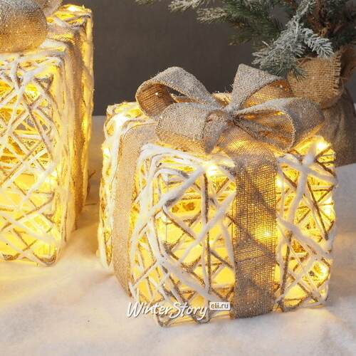 Светящиеся подарки White Moulins 13-30 см, 3 шт, 20 теплых белых LED ламп, на батарейках Edelman