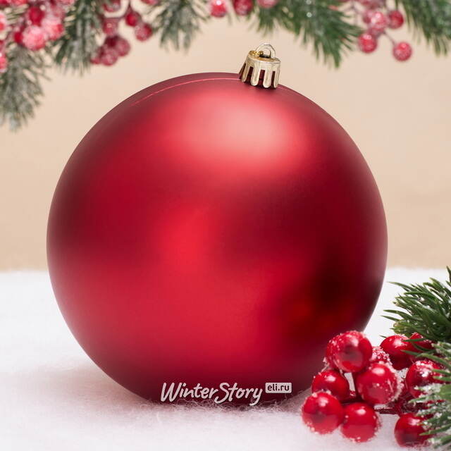 Елочный шар Гранд 12 см, красный матовый, пластик Winter Deco