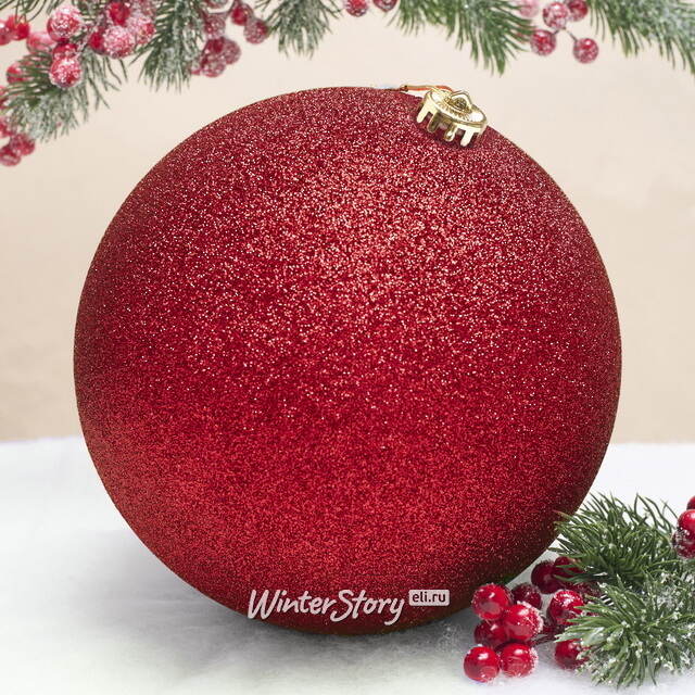 Пластиковый шар Гранд 20 см, красный с блёстками Winter Deco