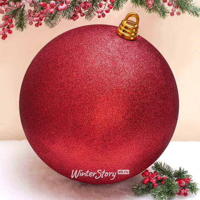Пластиковый шар Гранд 40 см, красный с блёстками Winter Deco