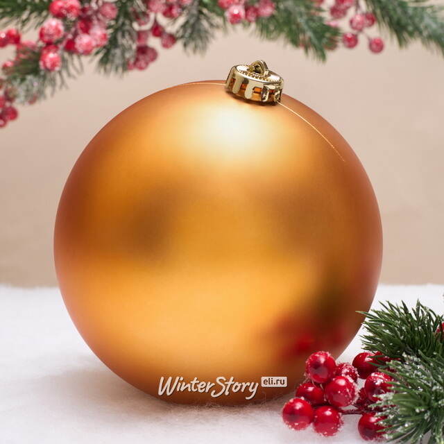 Елочный шар Гранд 15 см, ярко-золотой матовый, пластик Winter Deco