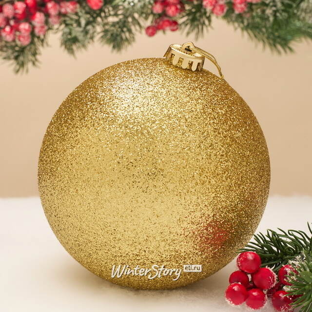 Елочный шар Гранд 15 см, золотой с блёстками, пластик Winter Deco