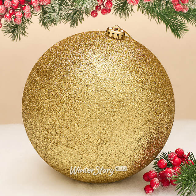 Пластиковый шар Гранд 20 см, золотой с блёстками Winter Deco