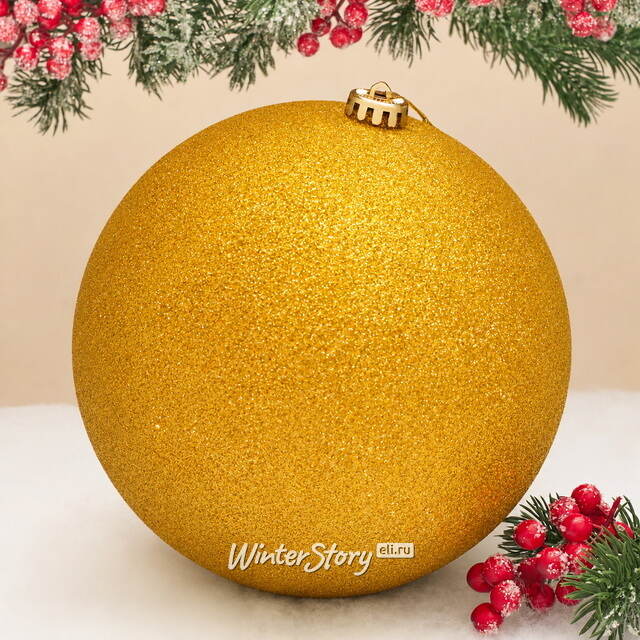 Пластиковый шар Гранд 20 см, ярко-золотой с блёстками Winter Deco