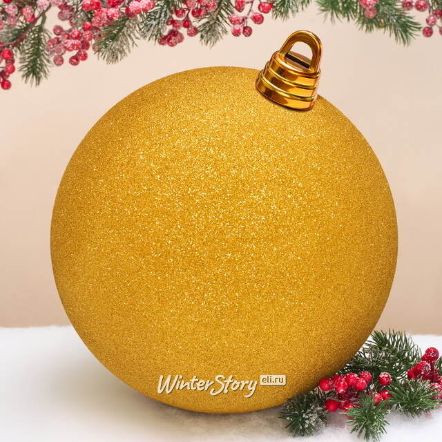 Пластиковый шар Гранд 30 см, ярко-золотой с блестками Winter Deco