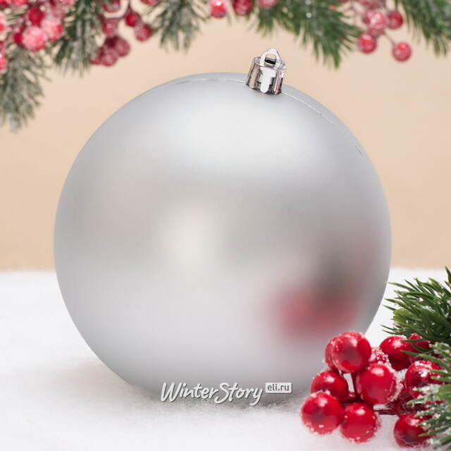 Елочный шар Гранд 12 см, серебряный матовый, пластик Winter Deco