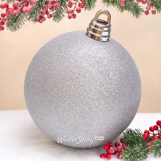 Елочный шар Гранд 25 см, серебряный с блёстками, пластик Winter Deco