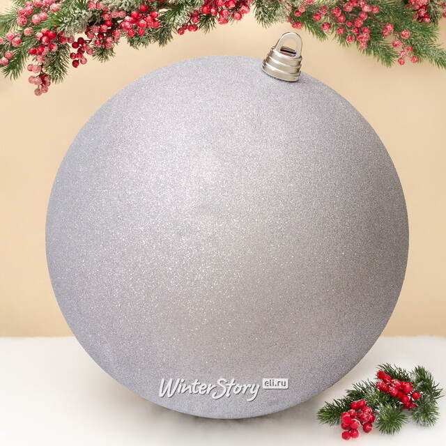 Пластиковый шар Гранд 50 см, серебряный с блёстками Winter Deco