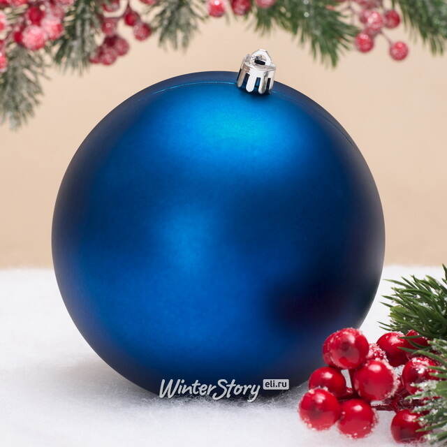 Елочный шар Гранд 12 см, синий матовый, пластик Winter Deco