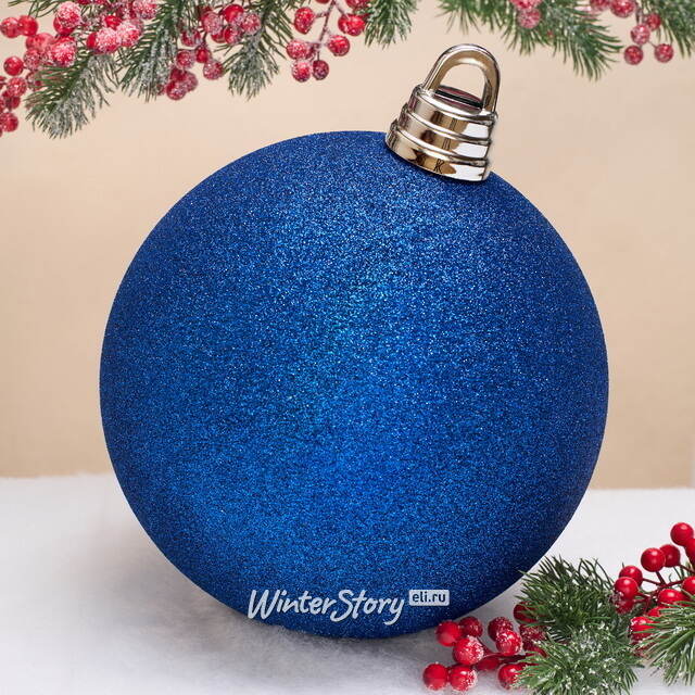 Пластиковый шар Гранд 25 см, синий с блёстками Winter Deco