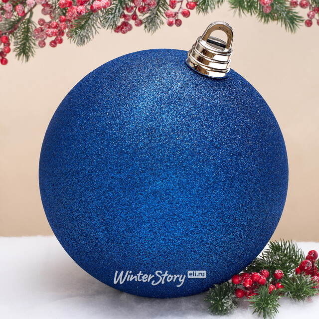 Пластиковый шар Гранд 30 см, синий с блёстками Winter Deco