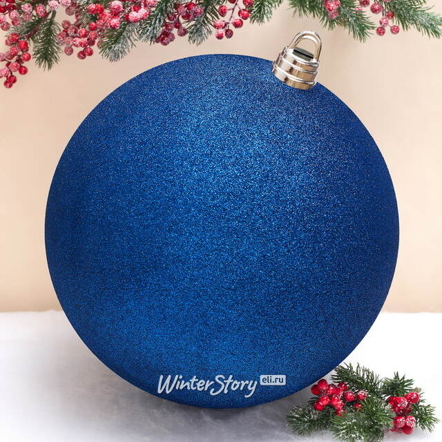 Пластиковый шар Гранд 40 см, синий с блёстками Winter Deco