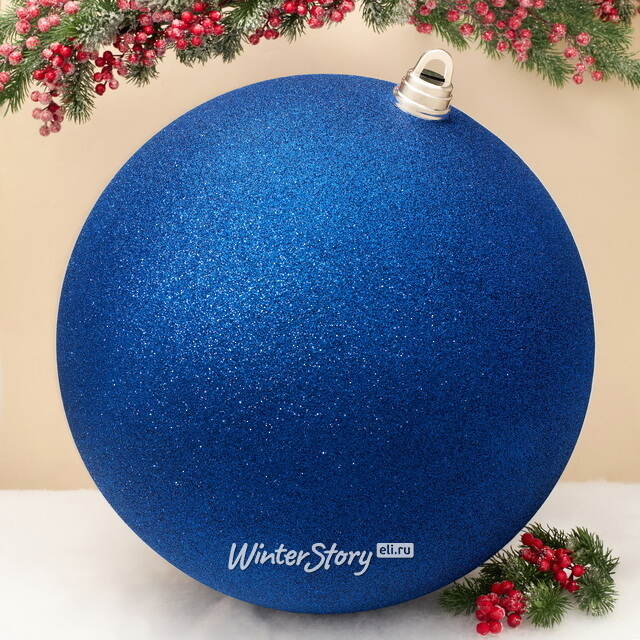 Пластиковый шар Гранд 50 см, синий с блёстками Winter Deco