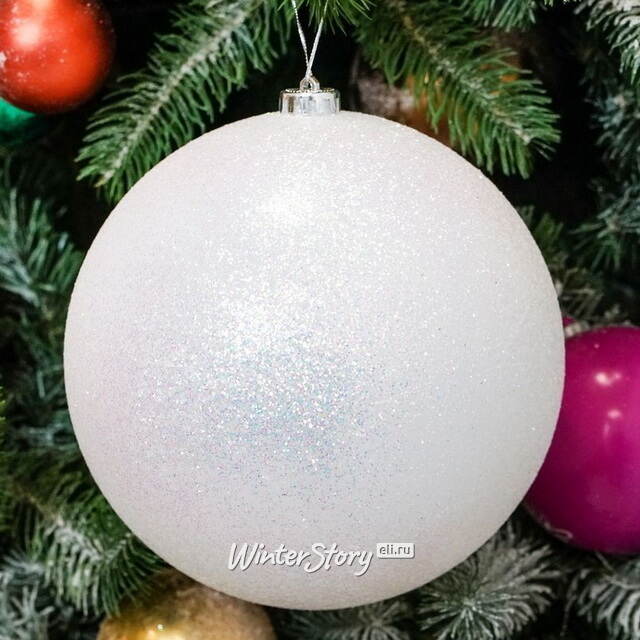 Пластиковый шар Сондер 20 см, белый с блёстками Winter Deco