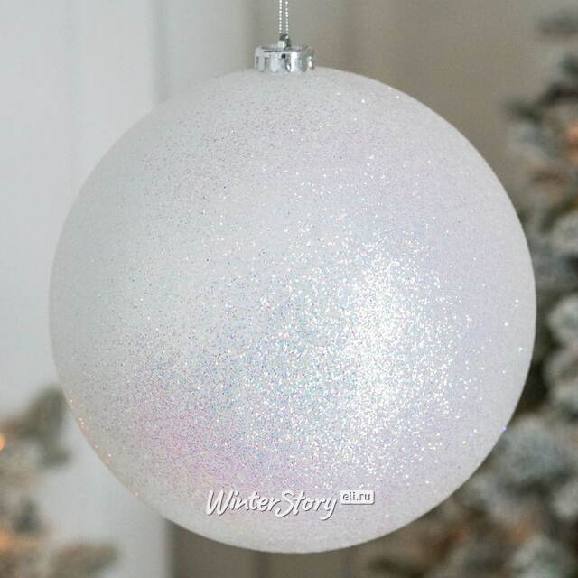 Пластиковый шар Сондер 20 см, белый с блёстками Winter Deco