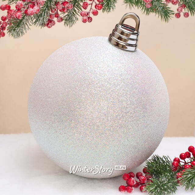 Пластиковый шар Гранд 25 см, белый с блёстками Winter Deco