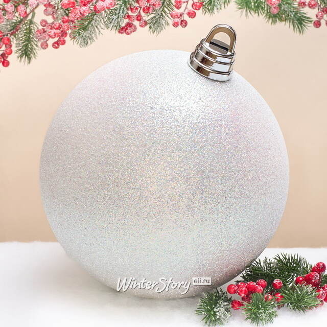 Пластиковый шар Гранд 30 см, белый с блёстками Winter Deco