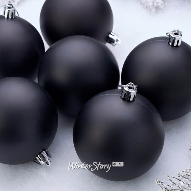 Елочные шары под нанесение Рондо 8 см, 6 шт, чёрные матовые, пластик Winter Deco