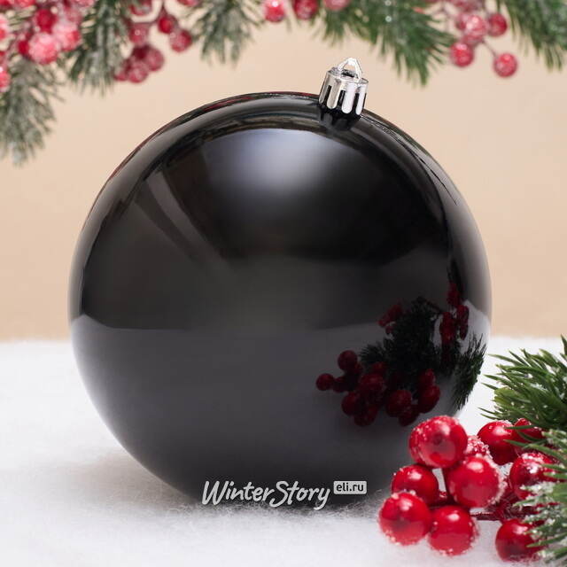 Елочный шар Гранд 12 см, чёрный глянцевый, пластик Winter Deco