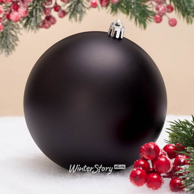 Елочный шар Гранд 12 см, чёрный матовый, пластик Winter Deco