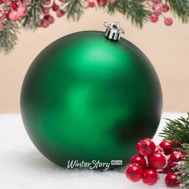 Елочный шар Гранд 12 см, зелёный матовый, пластик Winter Deco