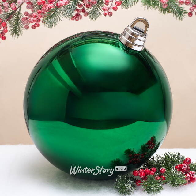 Пластиковый шар Гранд 30 см, зелёный глянцевый Winter Deco