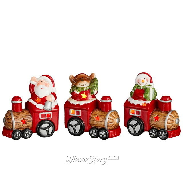 Набор новогодних фигурок Old Fashioned Train с подсветкой 11 см, 3 шт, на батарейках Edelman (Эдельман)