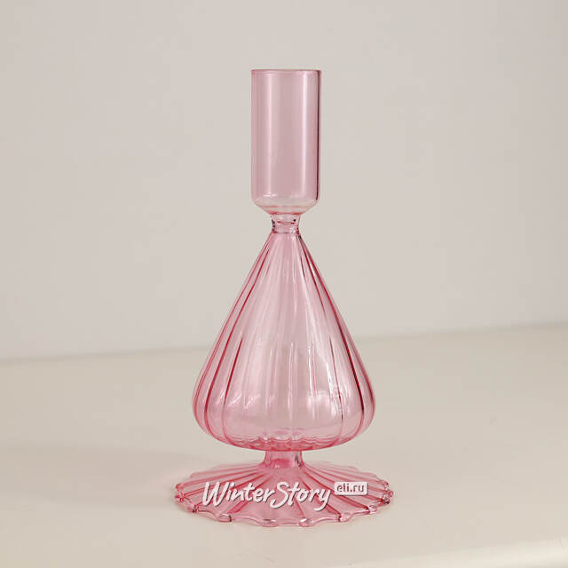 Стеклянный подсвечник Guarani Refinado 16 см розовый Edelman