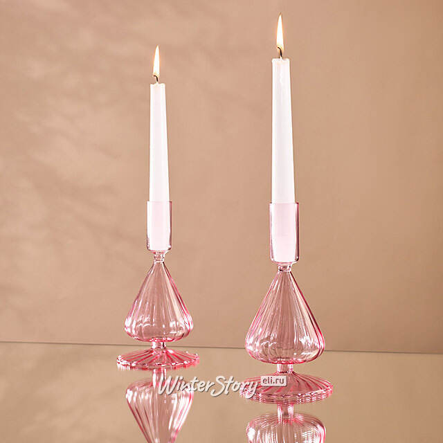 Стеклянный подсвечник Guarani Refinado 16 см розовый Edelman