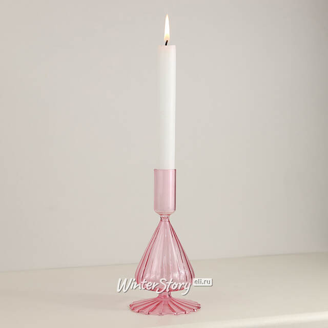 Стеклянный подсвечник Guarani Refinado 16 см розовый Edelman