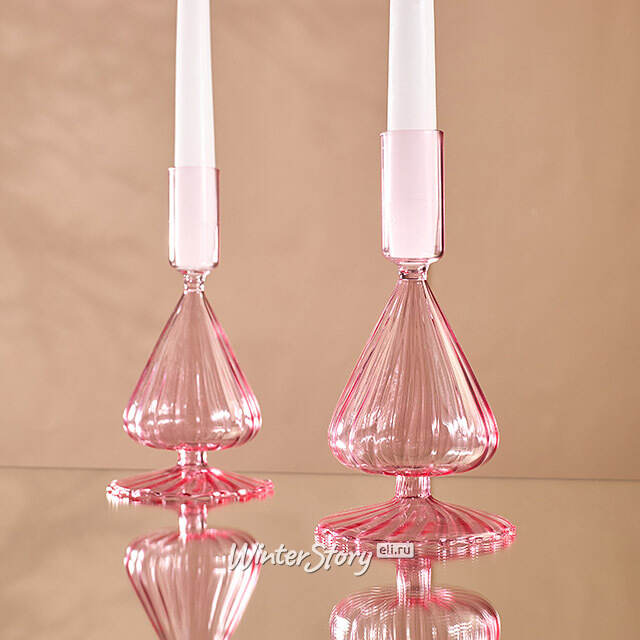 Стеклянный подсвечник Guarani Refinado 16 см розовый Edelman