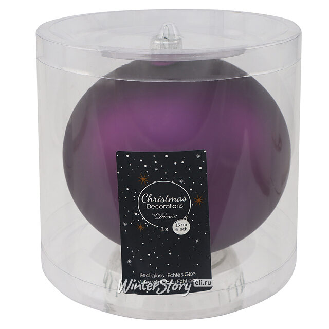 Стеклянный матовый елочный шар Royal Classic 15 см пурпурный шелк Kaemingk