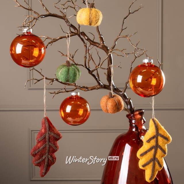 Набор елочных игрушек Тыковки 7 см, 4 шт, подвеска Edelman