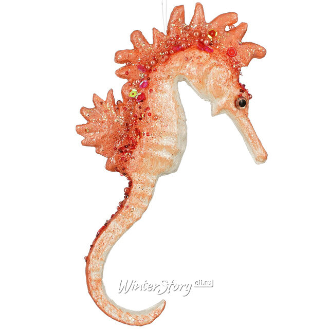 Елочная игрушка Морской Конек - La Vie Marine 28 см коралловый, подвеска Edelman