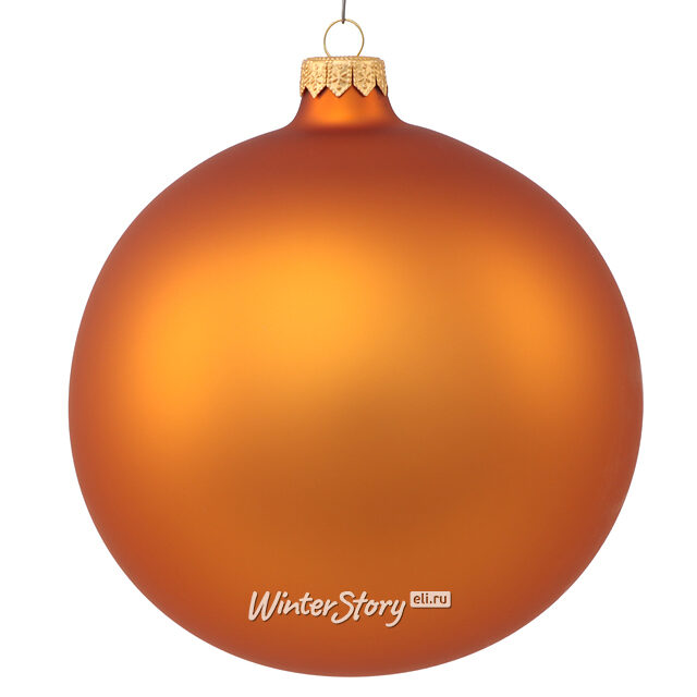 Стеклянный матовый елочный шар Royal Classic 15 см янтарный Kaemingk