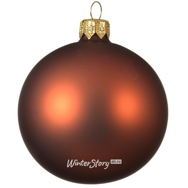 Стеклянный матовый елочный шар Royal Classic 15 см terra brown Winter Deco
