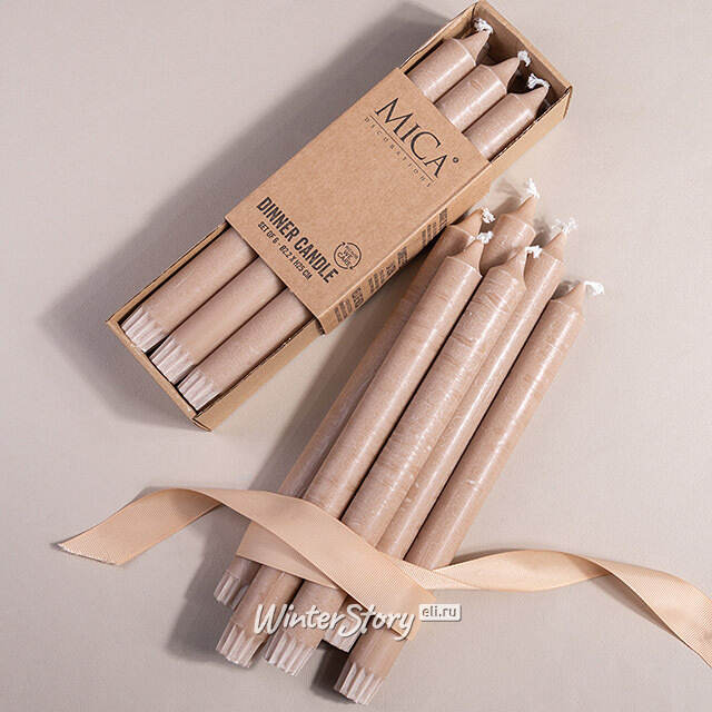 Столовые свечи Ricordo 25 см бежевые, 6 шт Edelman