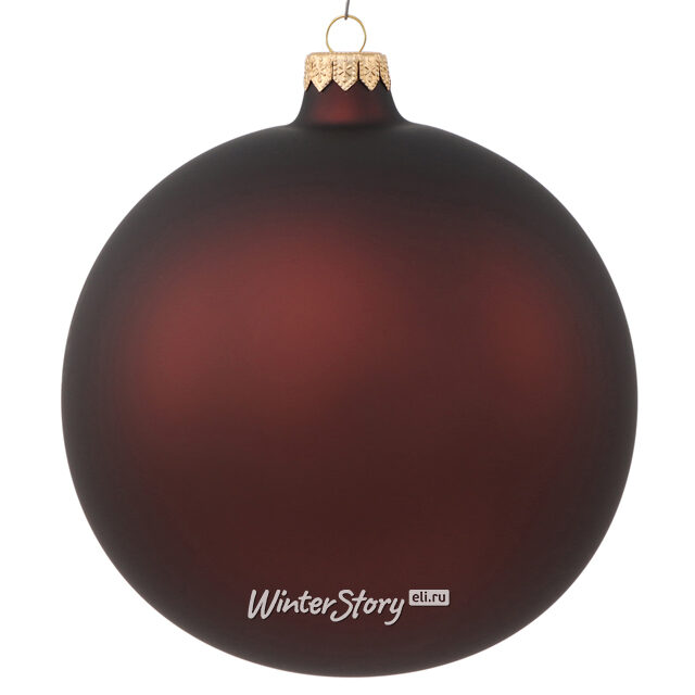 Стеклянный матовый елочный шар Royal Classic 15 см каштановый Winter Deco